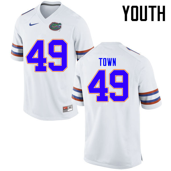 Youth Florida Gators #49 Cameron Town College Football Jerseys Sale-White - Click Image to Close